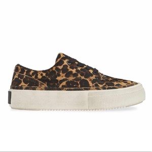 ALLSAINTS Leopard Print Calf Hair Sneakers 6 NWOT